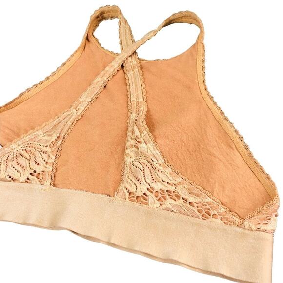 Urban Outfitters Out From Under neutral lace cross-back high neck bralette Large - Picture 5 of 8